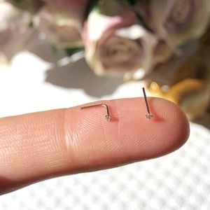 18K TINY 1mm Rose Gold Nose Stud New Mom Jewelry